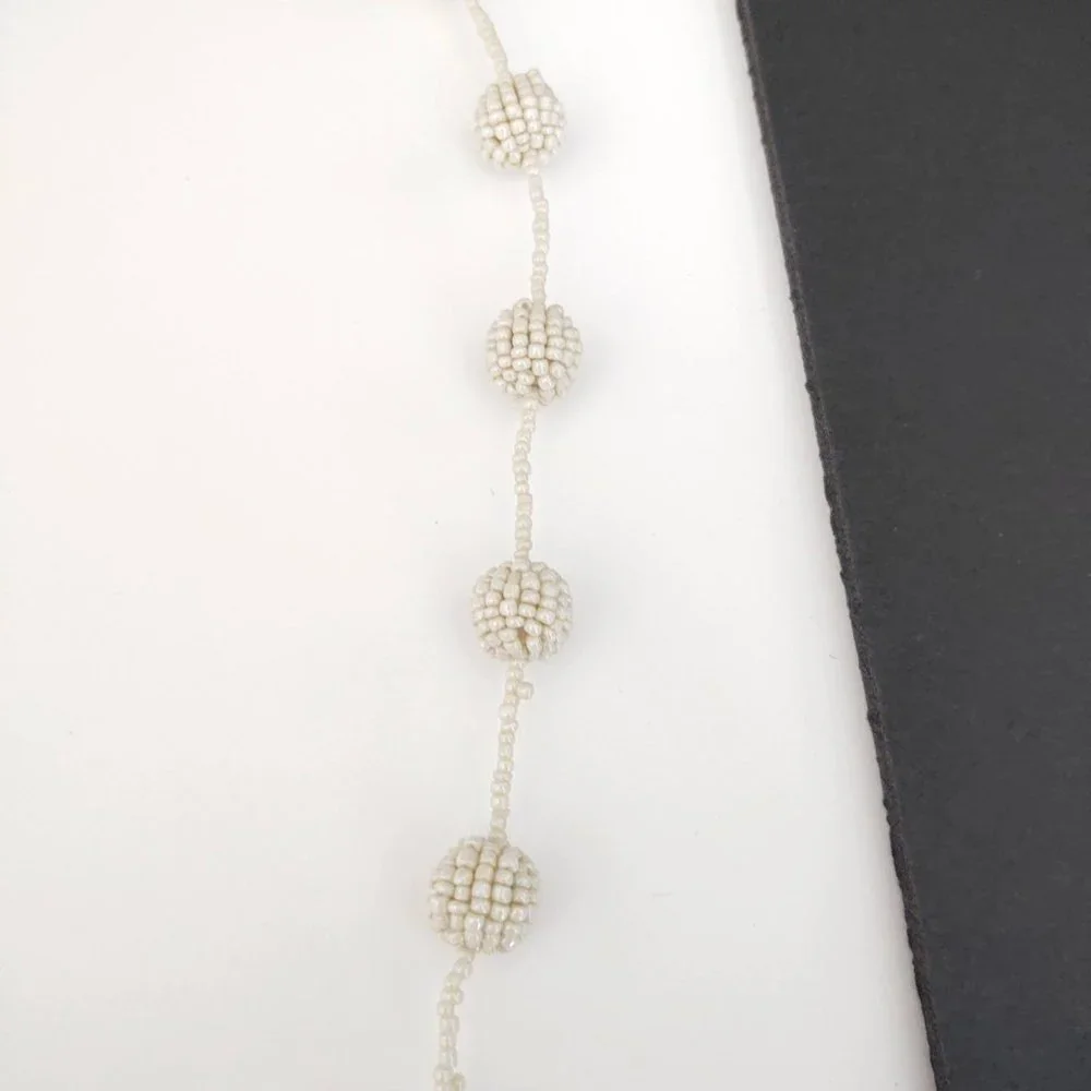 Coldwater Creek long cream seed bead ball necklace